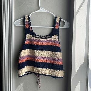 Maeve by Anthropologie Lace-up Crochet Crop Top